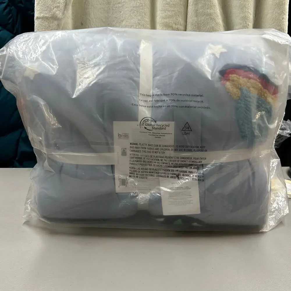 Pottery Barn Candlewick Space Full Queen Comforter UFO Earth Rocketship Sun NEW
